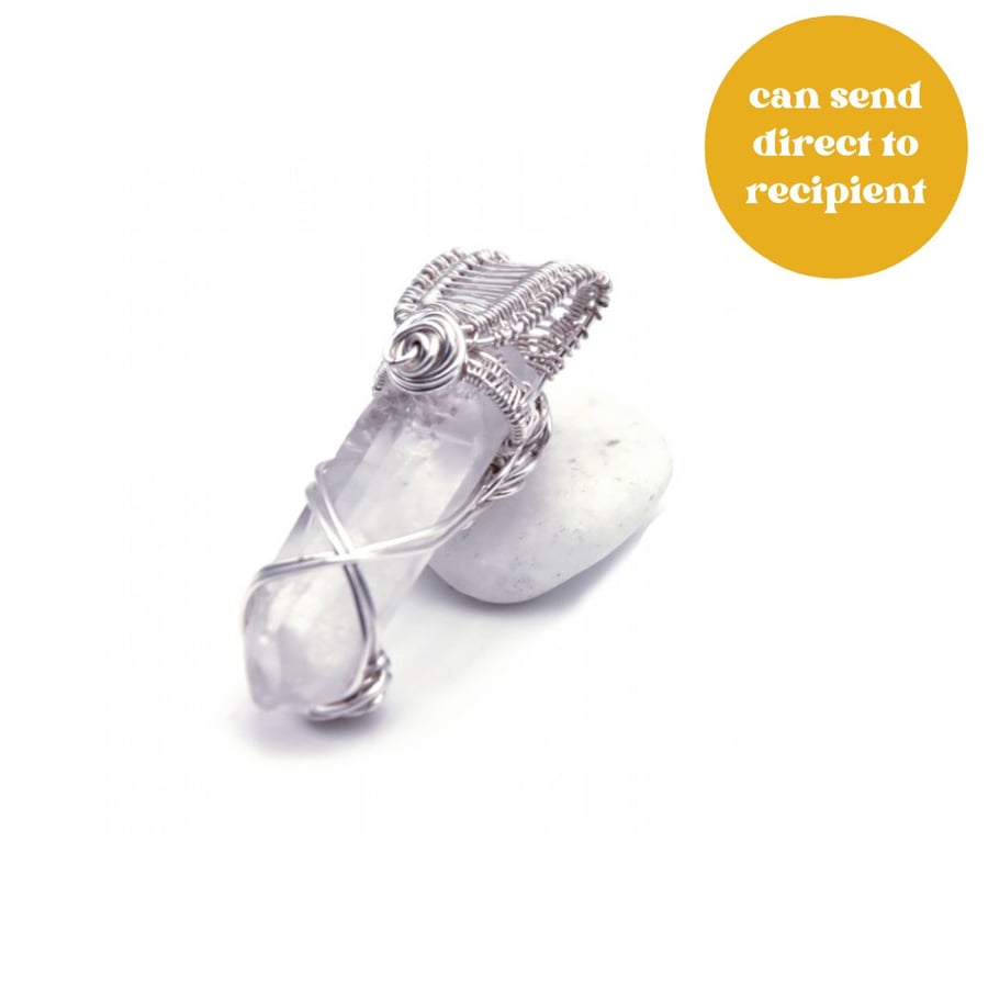 Pendant - clear crystal wire wrapped pendant