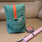 Green and Orange make up bag with handle