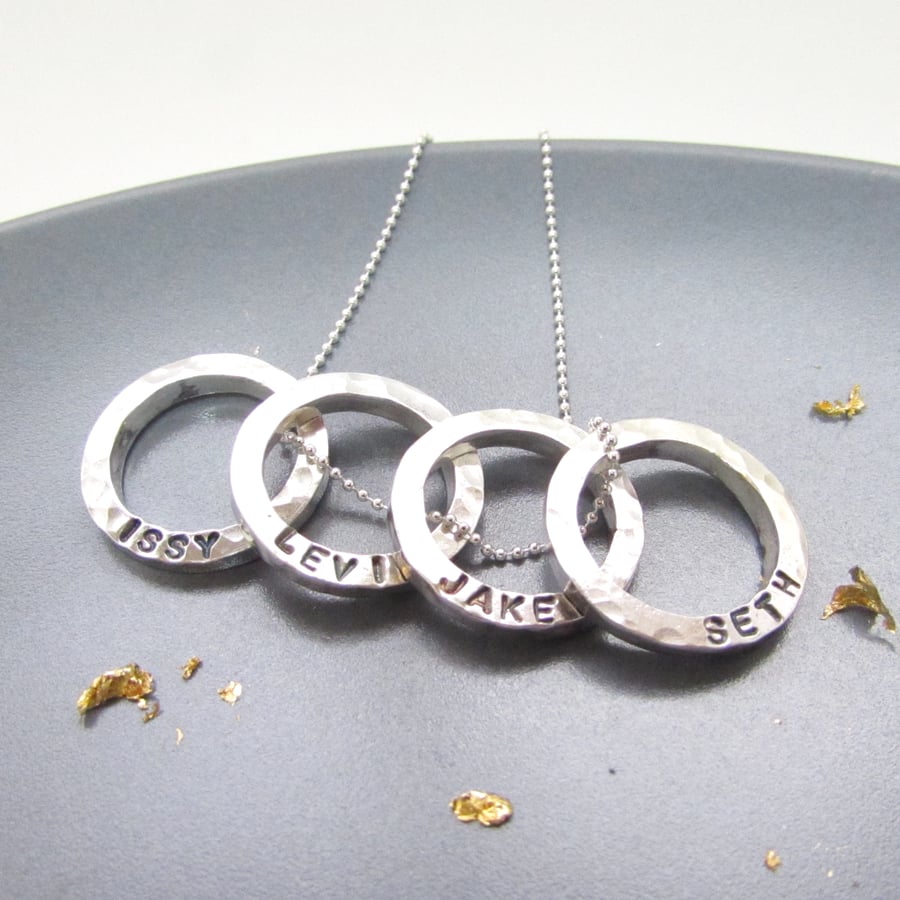 Personalised Mini Four Circles Silver Necklace