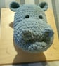 Crocheted hippo trophy head - faux taxidermy
