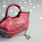 Flossy - Red Leather Slouch Handbag with Chain Strap - Handmade Sustainable Bag