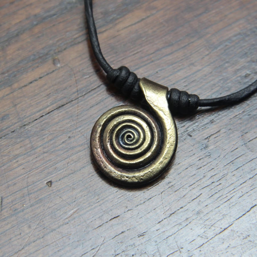 Forged Iron Spiral Pendant Necklace