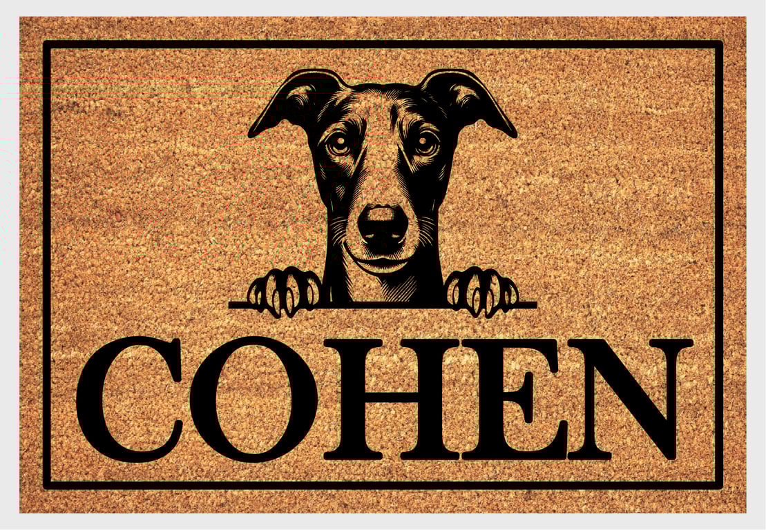 Whippet Door Mat No.2 - Personalised Whippet Welcome Mat - 3 Sizes