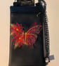 Embroidered Butterfly & Poinsettia Crossbody Bag 