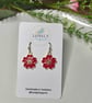 Red Flower Earrings, Floral Charms, Handmade Jewellery 