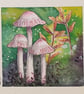 Rosy bonnet mushroom miniature, tiny original art - Image 5