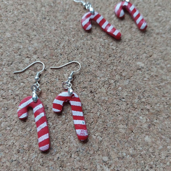 candy cane dangle earrings