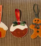 Festive felt decoration trio,  Pudding, Gingerbread person, Gingerbread house - Image 5