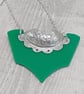Recycled Aluminium Drink Can, Green Acrylic Shape Necklace Pendant - Image 2