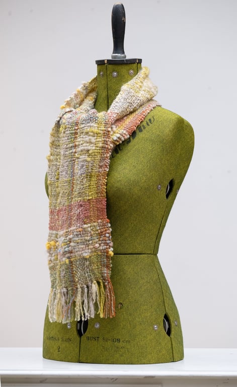 Scarf Hand Woven Hand Spun Textured Artisan Scarf, Unique Gift for Her