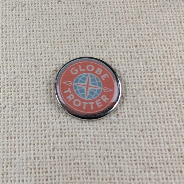 Globe Trotter - Travel Themed Badge - Large Resin Topped Pin Badge 