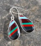 Californian surfite earrings - maroon, red and green - Image 3