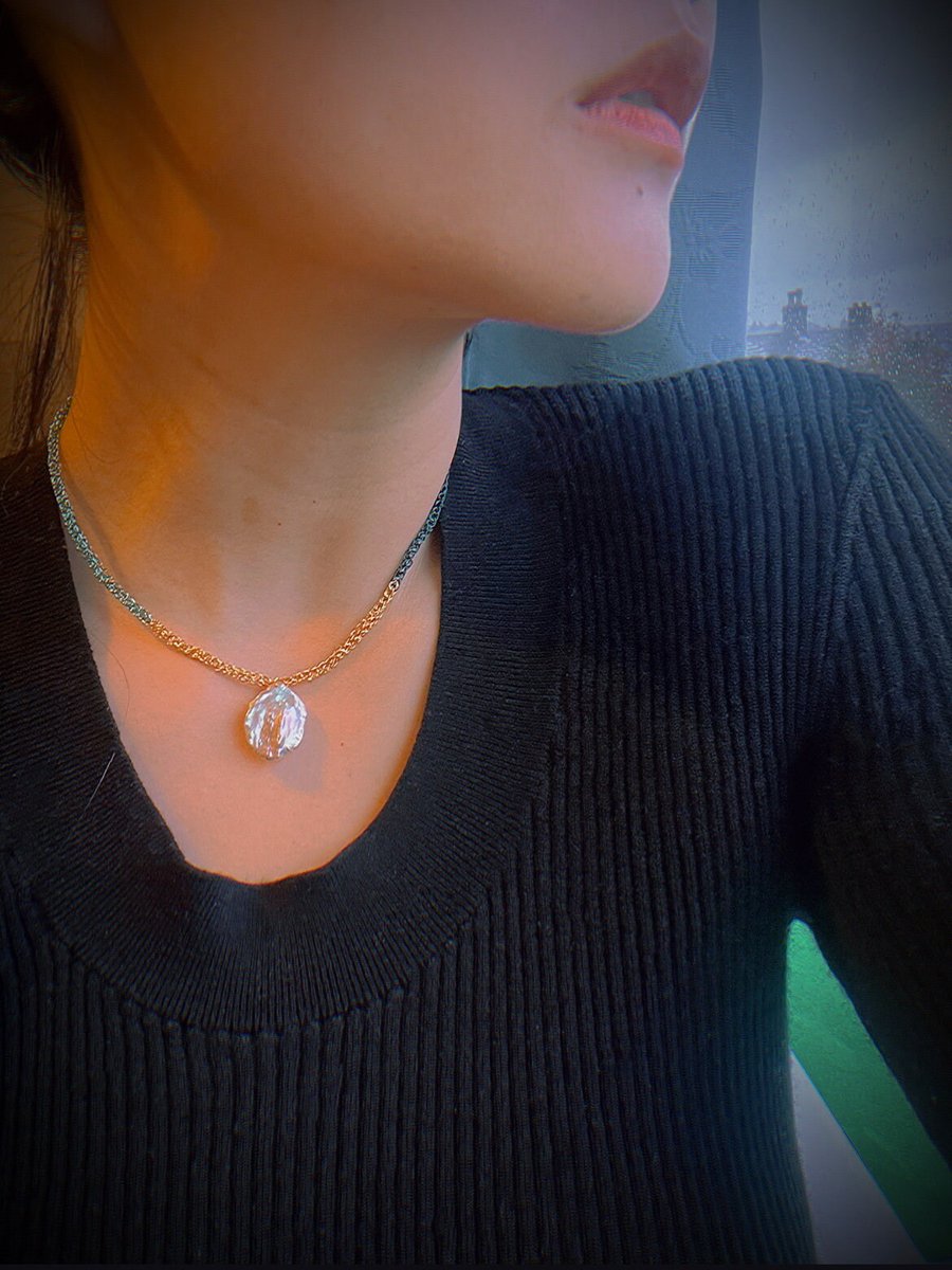 unique handmade personalised baroque pearl with copper wire crochet choker