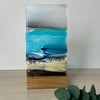 Fused glass art seascape candle holder
