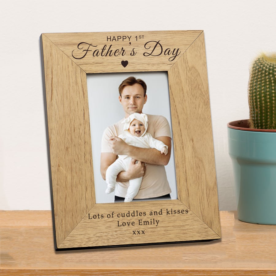 Happy 1st Father's Day, Personalised Photo Frame, 6x4 , Fathers Day