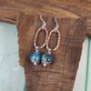 Earrings, Sterling Silver and Copper Long Dropper with Blue Jasper Gemstones