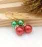 Pearl Earrings - Christmas Bauble Inspired Pearl Earrings - Festive Jewellery 