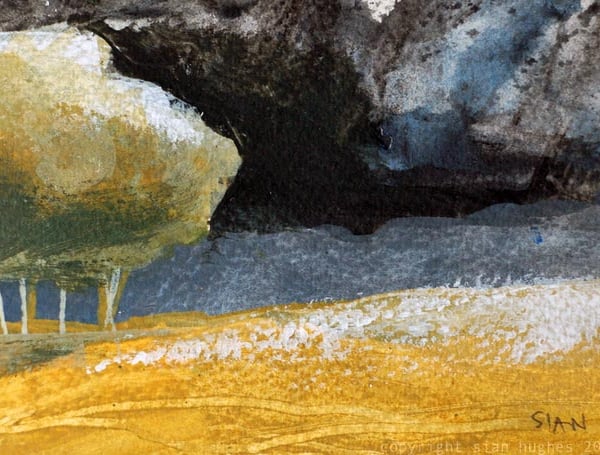 Dark clouds: Original landscape painting with trees