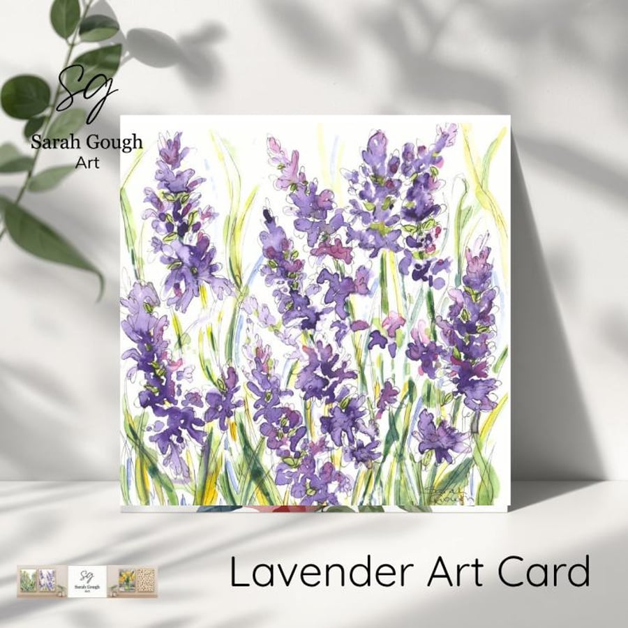 Lavender - Art Card - Square - Blank - Original Watercolour - with Envelope