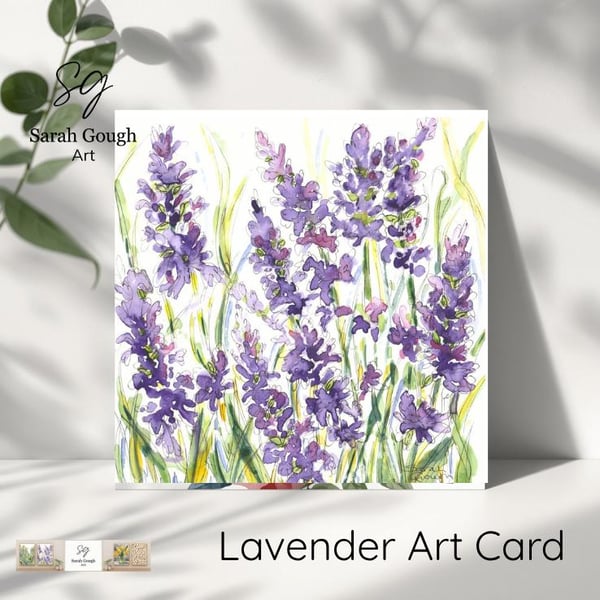 Lavender - Art Card - Square - Blank - Original Watercolour - with Envelope