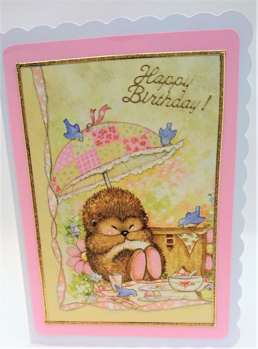  Hedgehog Happy Birthday Card FREE P&P UK
