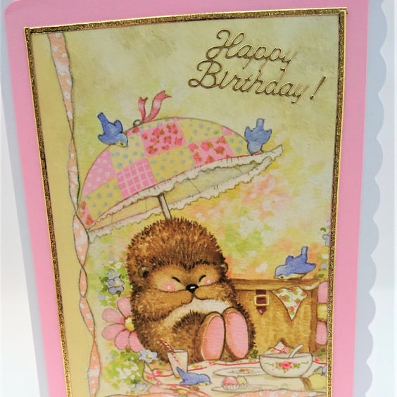  Hedgehog Happy Birthday Card FREE P&P UK