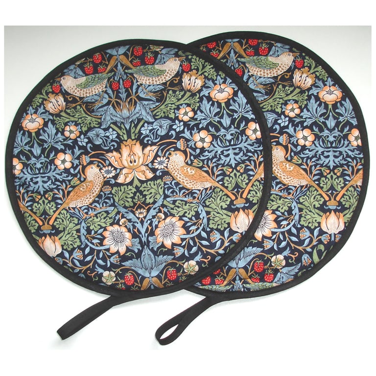 Aga Hob Lid Covers Pair of Mats Pads William Morris Strawberry Thief Blue x 2