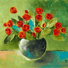 Rose Painting, Contemporary Still-life Art Original Acrylic Artwork