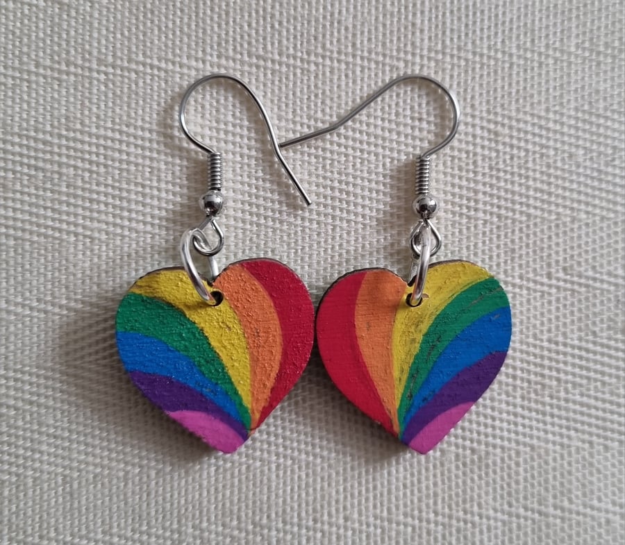 Rainbow Heart Earrings Mini