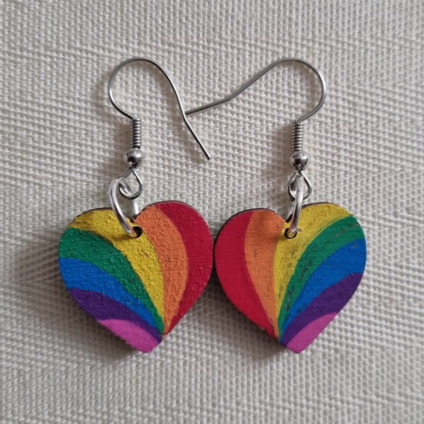 Rainbow Heart Earrings Mini