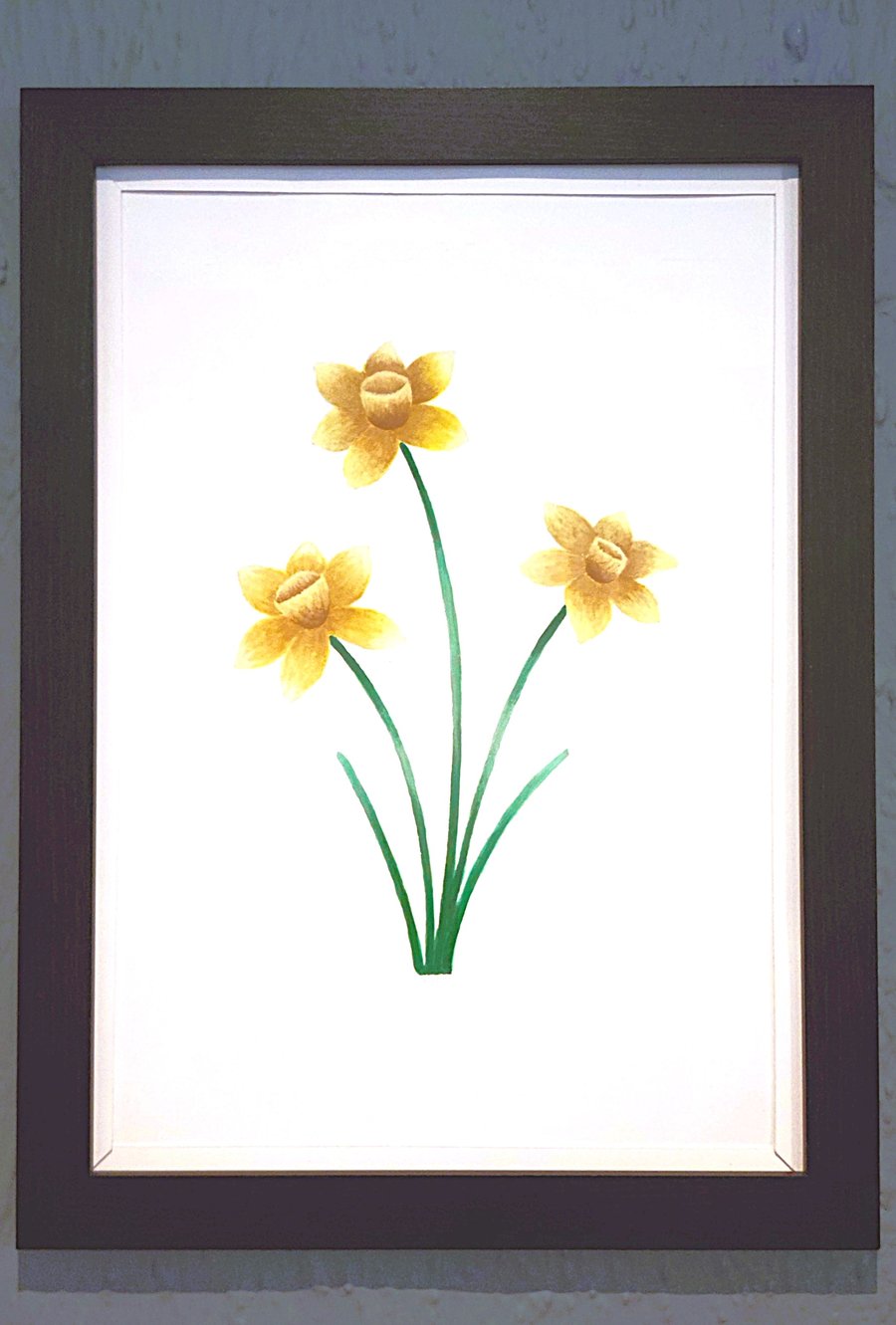 Genuine Made in UK Framed A3 Print Yellow Daffodils Modern White Border Wallart 