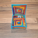 Container with lid for small desk items - blue, purple, yellow, orange mix 