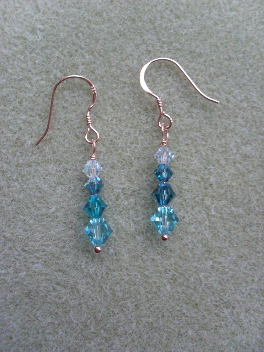Rose Gold Sterling Silver Earrings With Swarovski Crystals