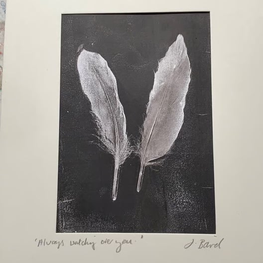 Always watching over you. Original art. Feathers. 