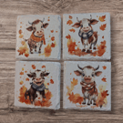 Cows Wearing Pretty Scarves Decoupaged Slate Coasters Set of 4