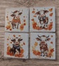 Cows Wearing Pretty Scarves Decoupaged Slate Coasters Set of 4