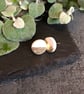 Ceramic button earrings - White gold - Image 1