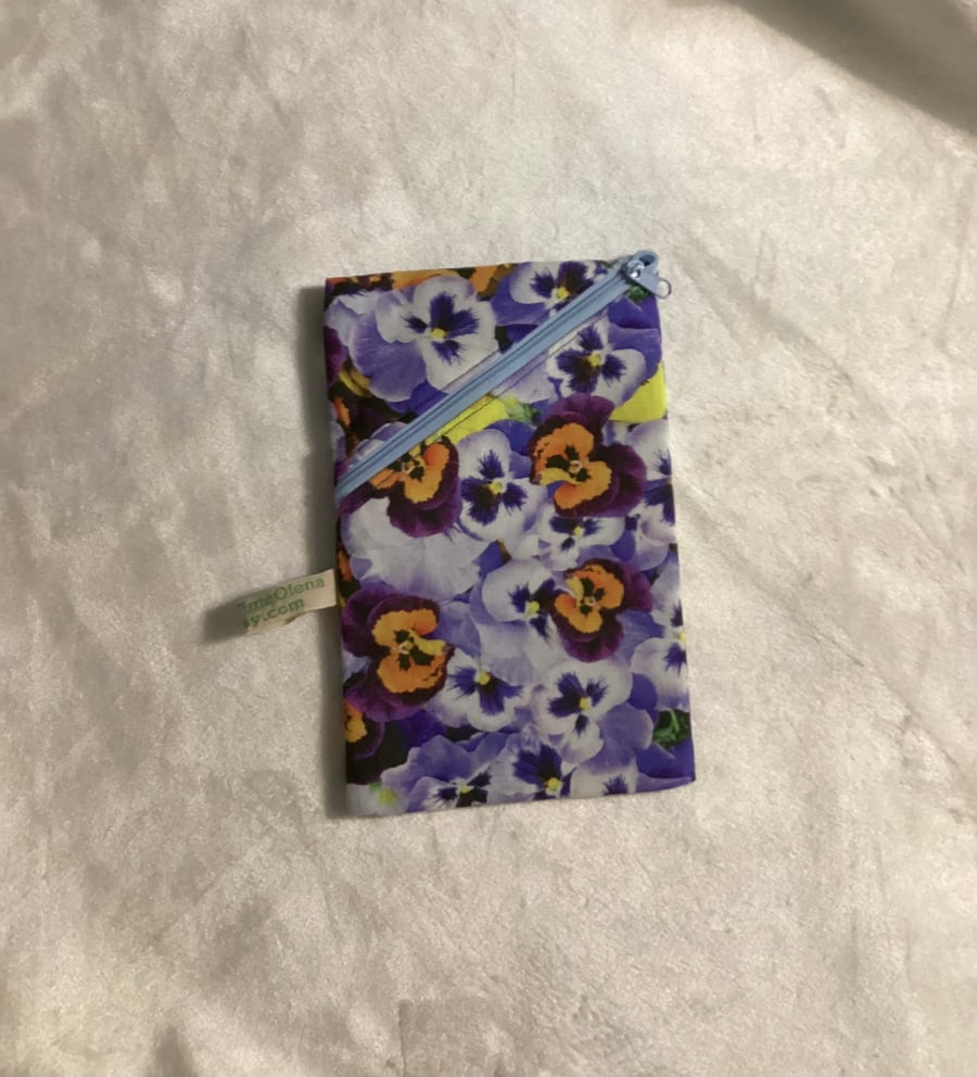 Large pouch, floral, cotton pouch