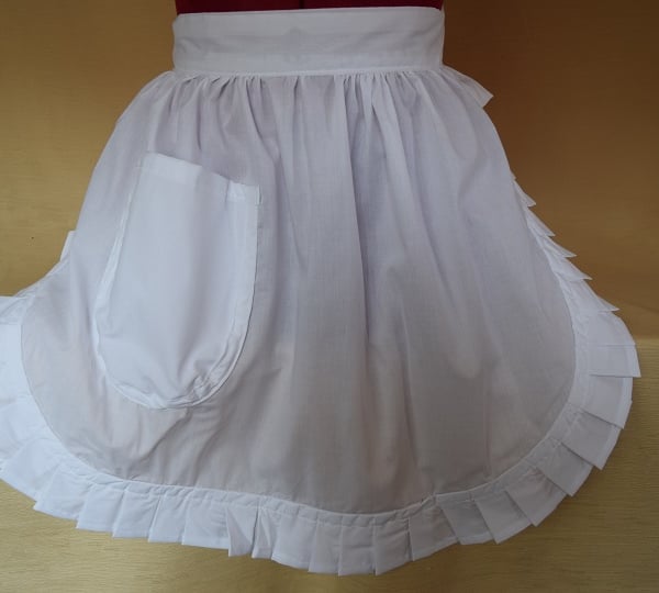 Vintage 50s Style Half Apron Pinny - White