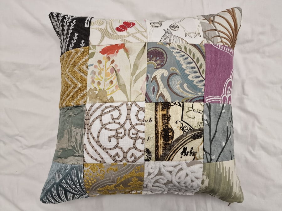 Handmade 45cm x 45cm patchwork cushion cover 