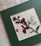 Original Floral Art Featuring Pressed Flowers, Green Mount