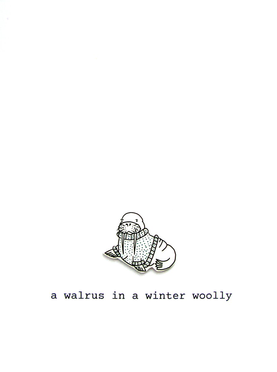 card - a walrus in a winter woolly