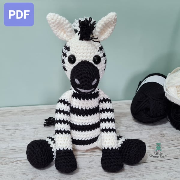 Zach the Zebra Crochet Pattern, Zebra Amigurumi Pattern