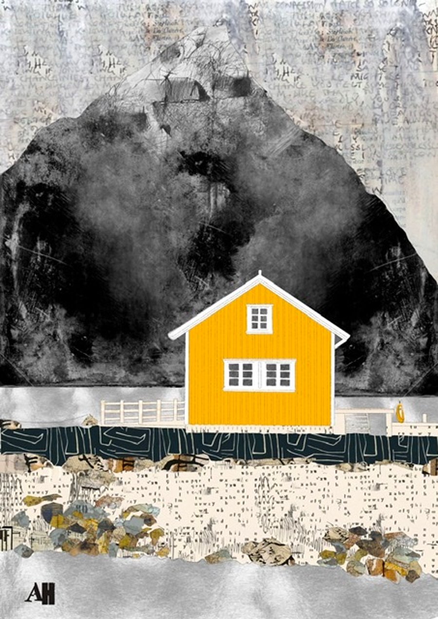 Norwegian Yellow House Mixed Media Print