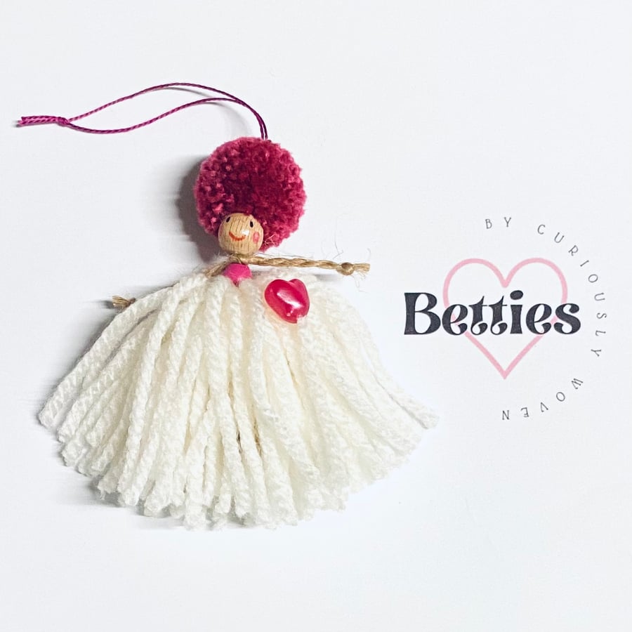 Mini Pom Pom Doll Hanging Decoration - Love Heart Betty