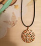 Leopard print hand painted wooden necklace 