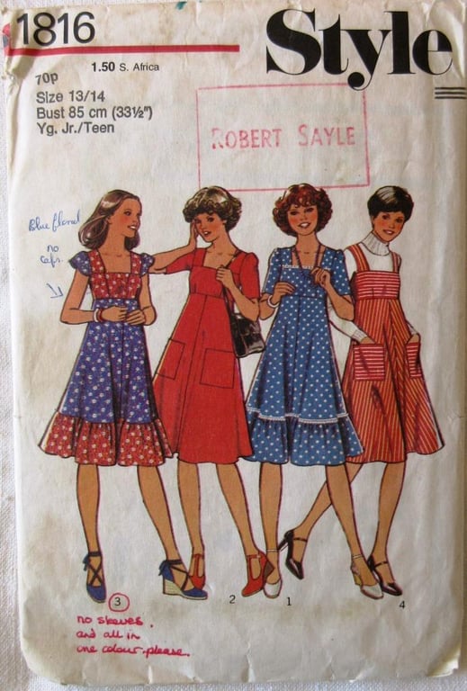 A vintage sewing pattern for a young junior-teen's dress or pinafore dress
