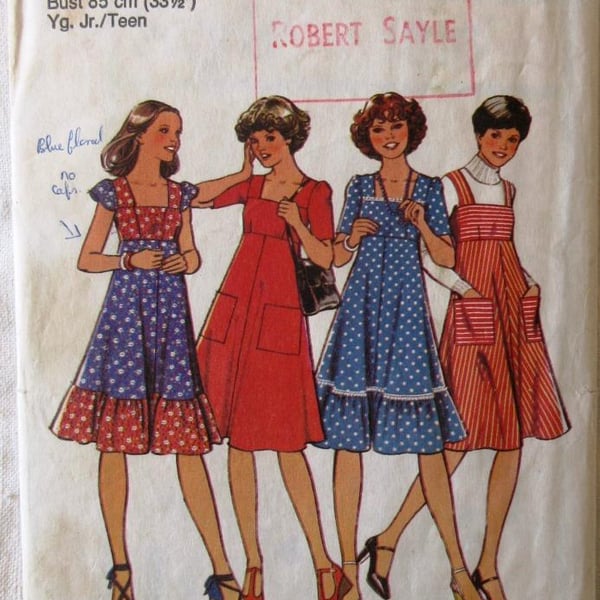 A vintage sewing pattern for a young junior-teen's dress or pinafore dress