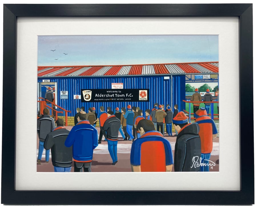 Aldershot Town F.C, Recreation Ground. Framed, Football Memorabilia Art Print.