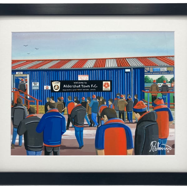 Aldershot Town F.C, Recreation Ground. Framed, Football Memorabilia Art Print.